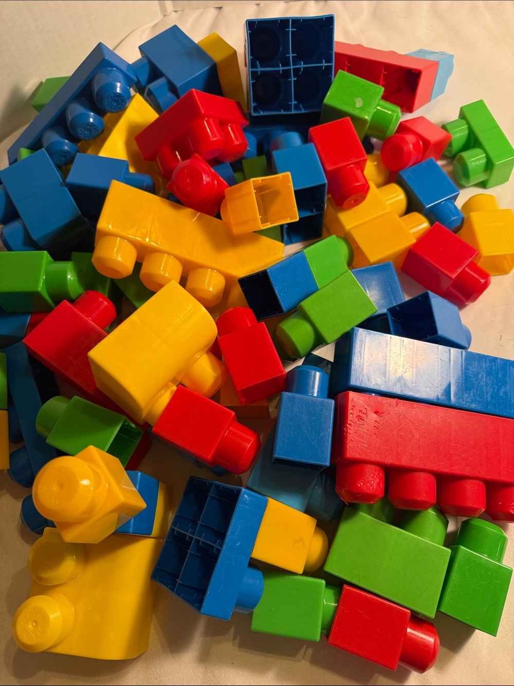 Vintage 80s Interlocking Building Blocks - Multi-Color Construction Set 77 pcs